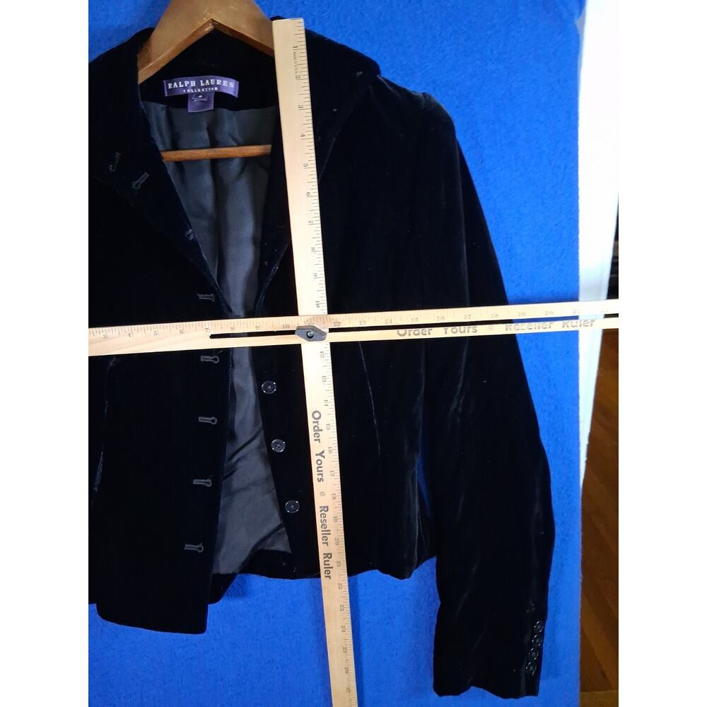 Vtg Ralph Lauren Purple Label Collection Black Velvet Blazer Jacket Womens Sz 8 - Picture 10 of 16